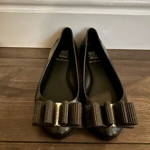 Melissa Jason Wu Space Love Girl’s Black Flats with Bow Accent